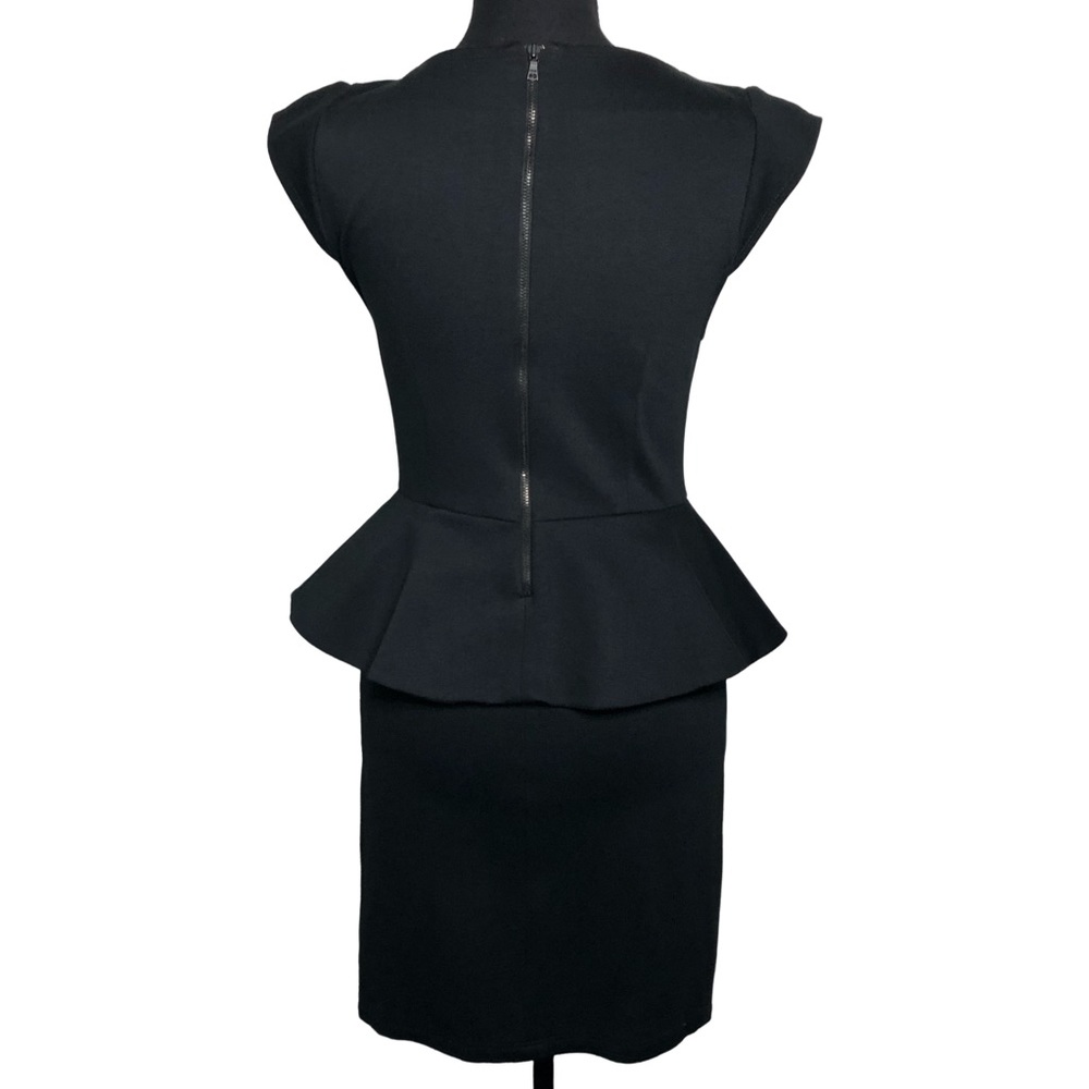 Alice + Olivia Dress Peplum Cap Sleeve Black Size 8 - Picture 3 of 10